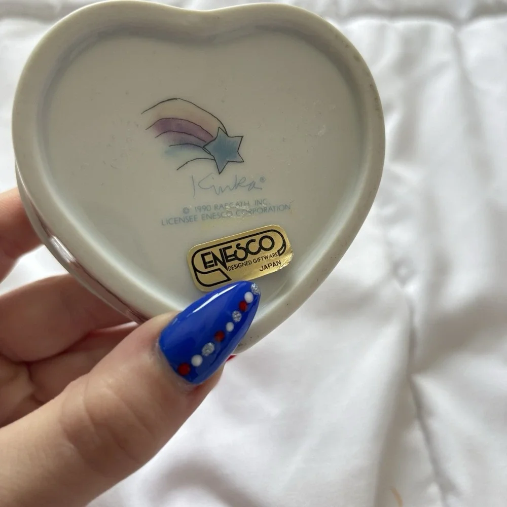 Vintage Enesco Heart Shaped Trinket Box Floral 1990 Y2K Dainty Feminine Romantic